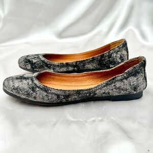 Frye Carson Metallic Black Ballet Slip On Flats - Women’s Sz 7B